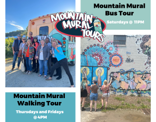 Mountain Mural Tours offers bus tours of the urban art of Asheville and walking tours of the River Arts District.
