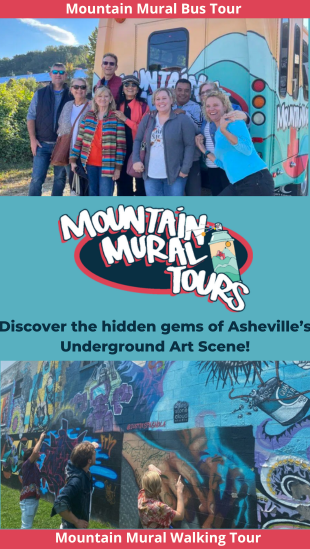 Mountain Mural Tours offers bus tours of the urban art of Asheville and walking tours of the River Arts District.