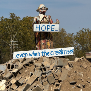 "Hope...even when the creek rises" installation in the River Arts District
