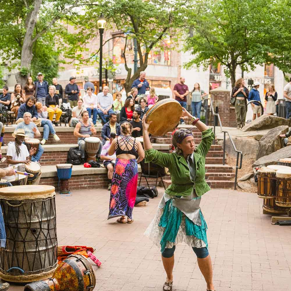 Pritchard Park Drum Circle photo courtesy of the Asheville Downtown Association Pritchard Park Drum Circle photo courtesy of the Asheville Downtown Association