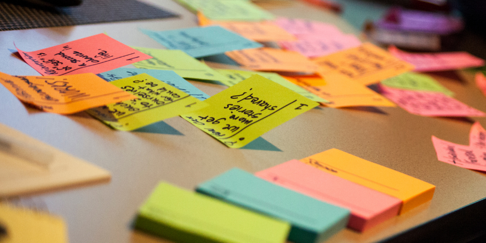 Sticky notes on a table