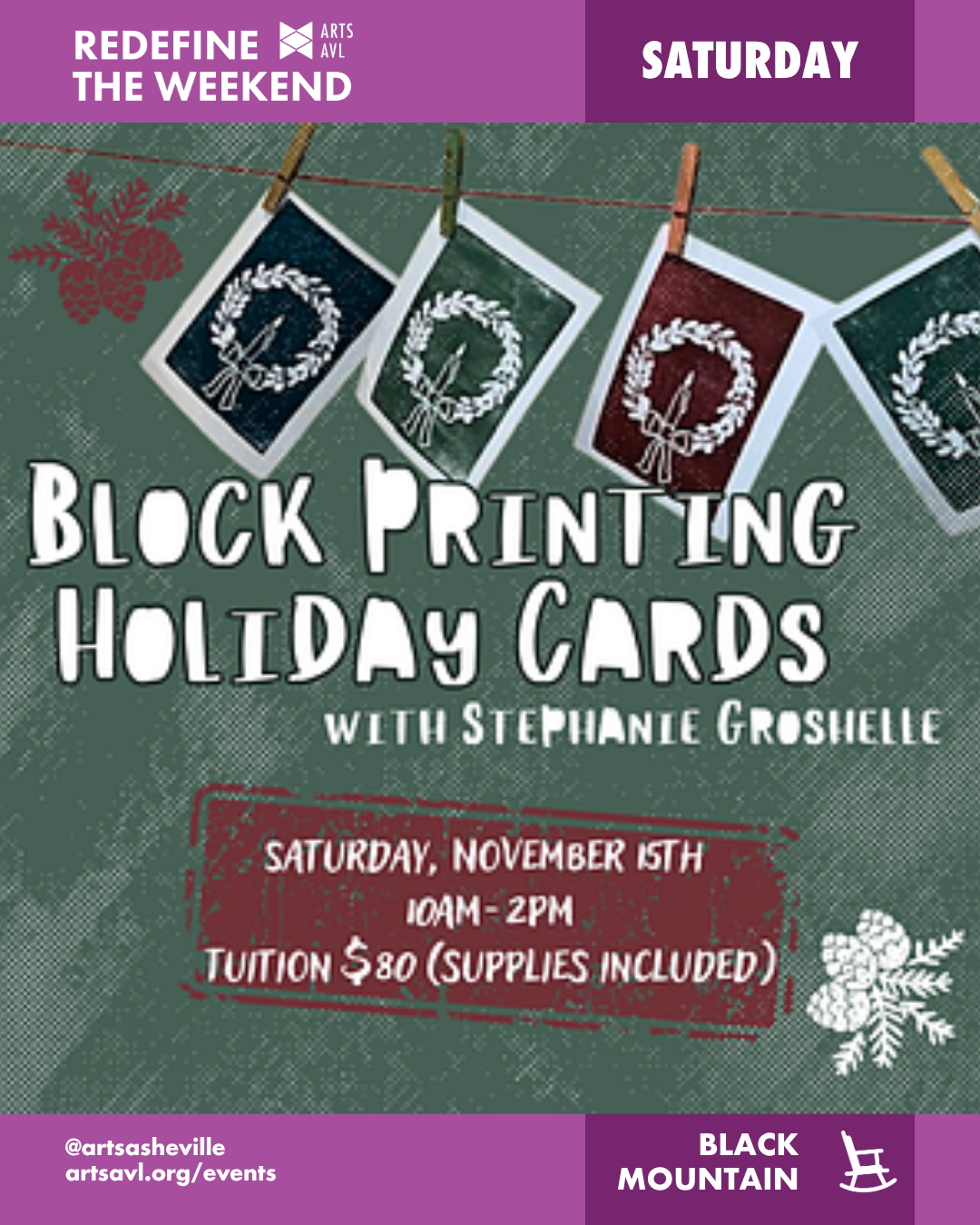 Image is of a silhouette of a rooster on an orange background with orange and green graphic decorations. Text says "art in autumn 2025"