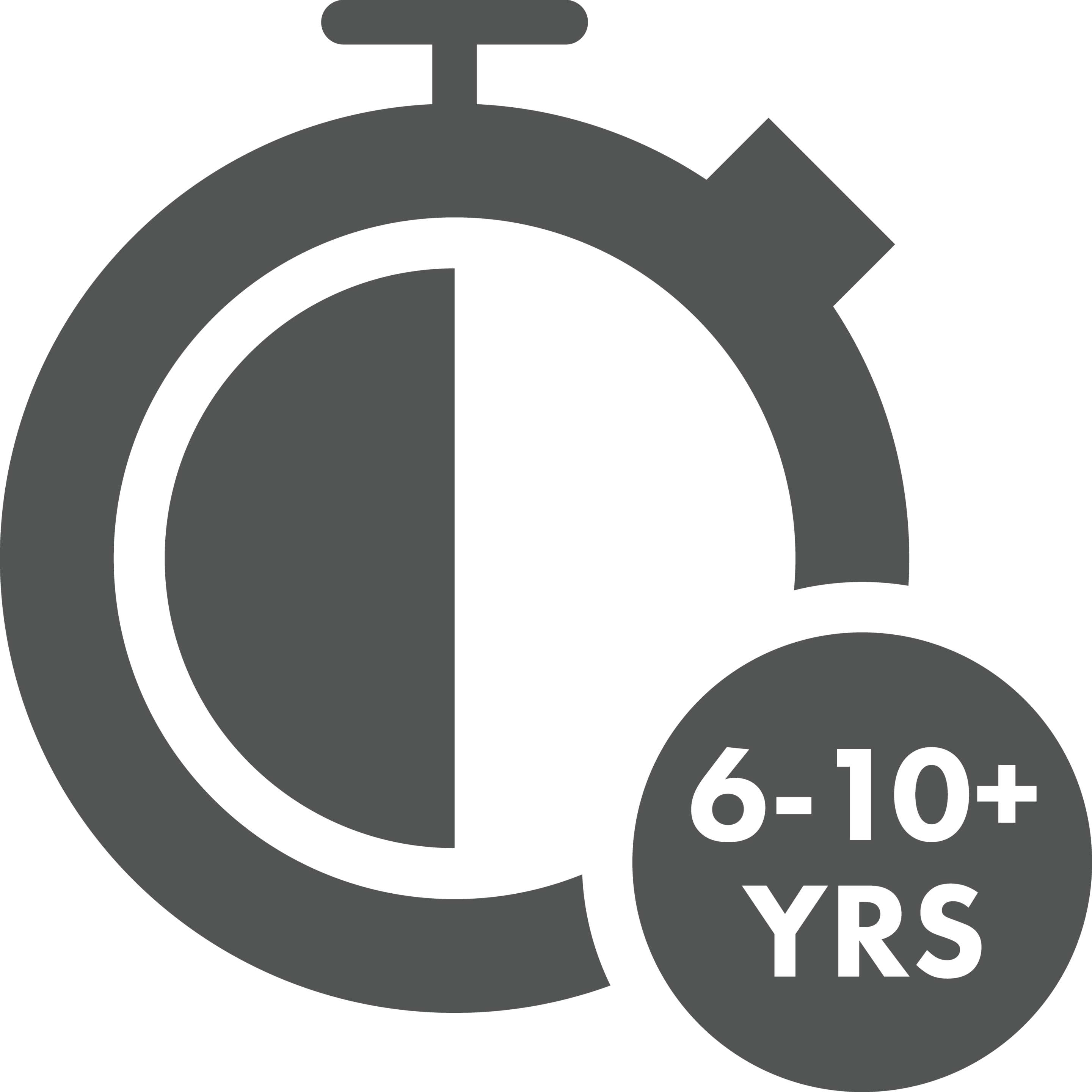 Abstract gray logo featuring overlapping circular arcs and the partial word 'YEARS' visible; decorative brand mark without essential informational content.